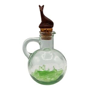 Hand Carved Wooden Animal Cork Stopper Glass Decanter Bottle